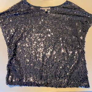 Jennifer Lopez JLO baby blue all over Sequin blouse Shirt NYE vegas club XS